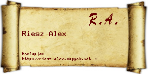 Riesz Alex névjegykártya